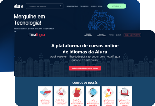 tela do alura+ e a alura lingua